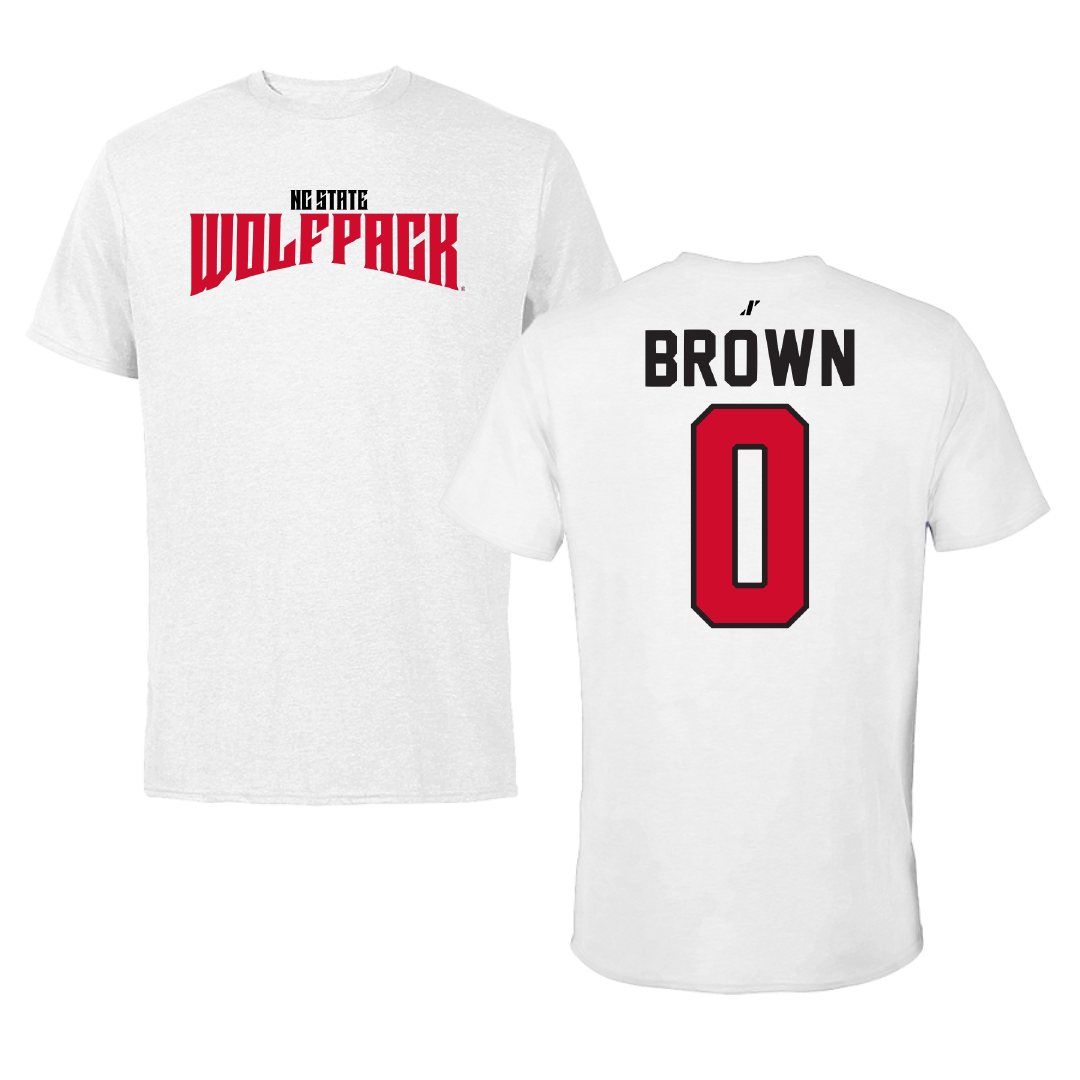 North Carolina State University Football White Classic Tee - #0 Sean Brown