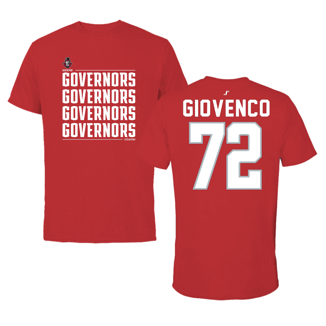 Austin Peay State University Football Red General Performance Tee - #72 Jaiden Giovenco
