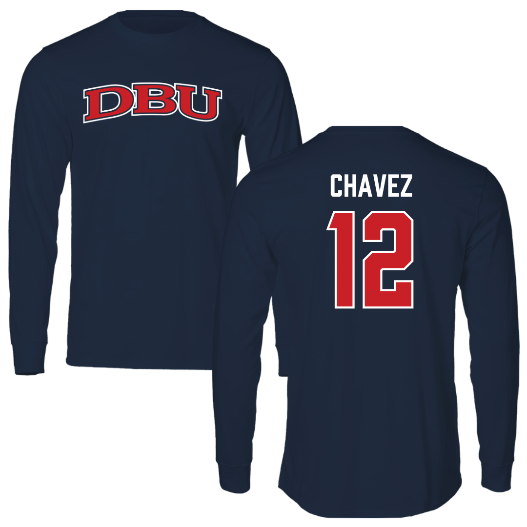 Dallas Baptist University Lacrosse Navy DBU Long Sleeve - #12 Luis Chavez