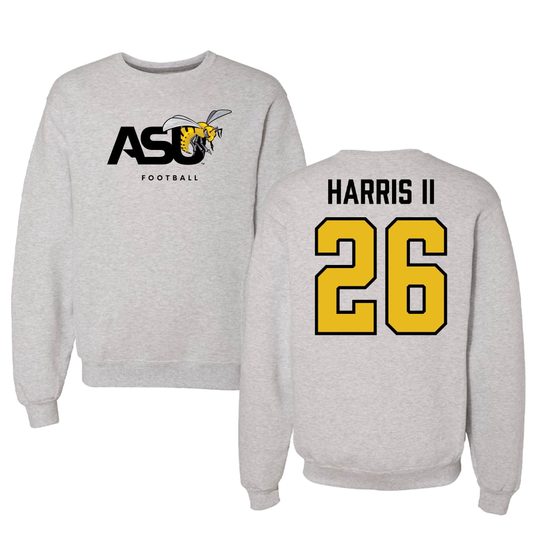 Alabama State University Football Light Gray Crewneck - #26 Marcus Harris II