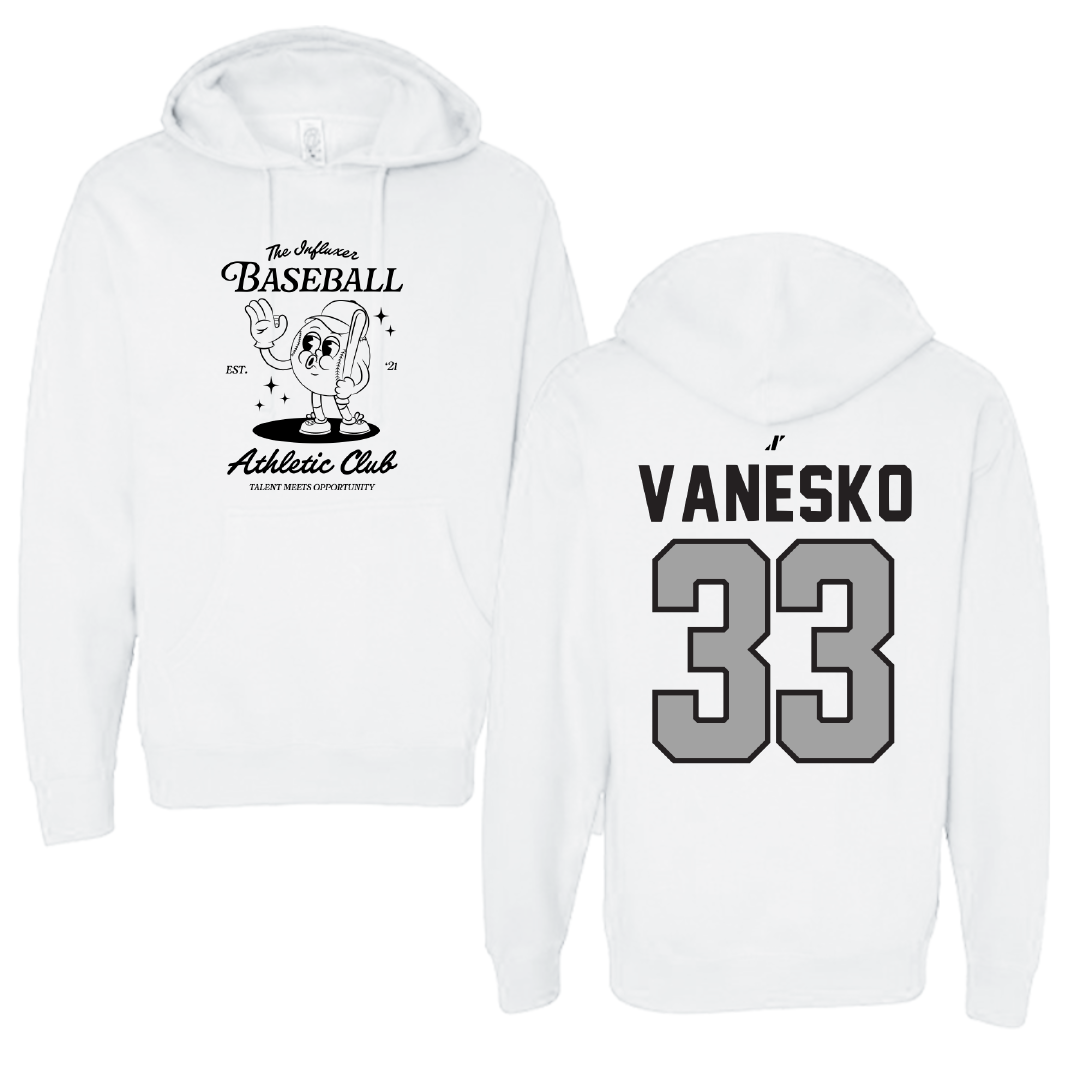 Baseball White Influxer Athletic Club Hoodie - #33 Jackson Vanesko