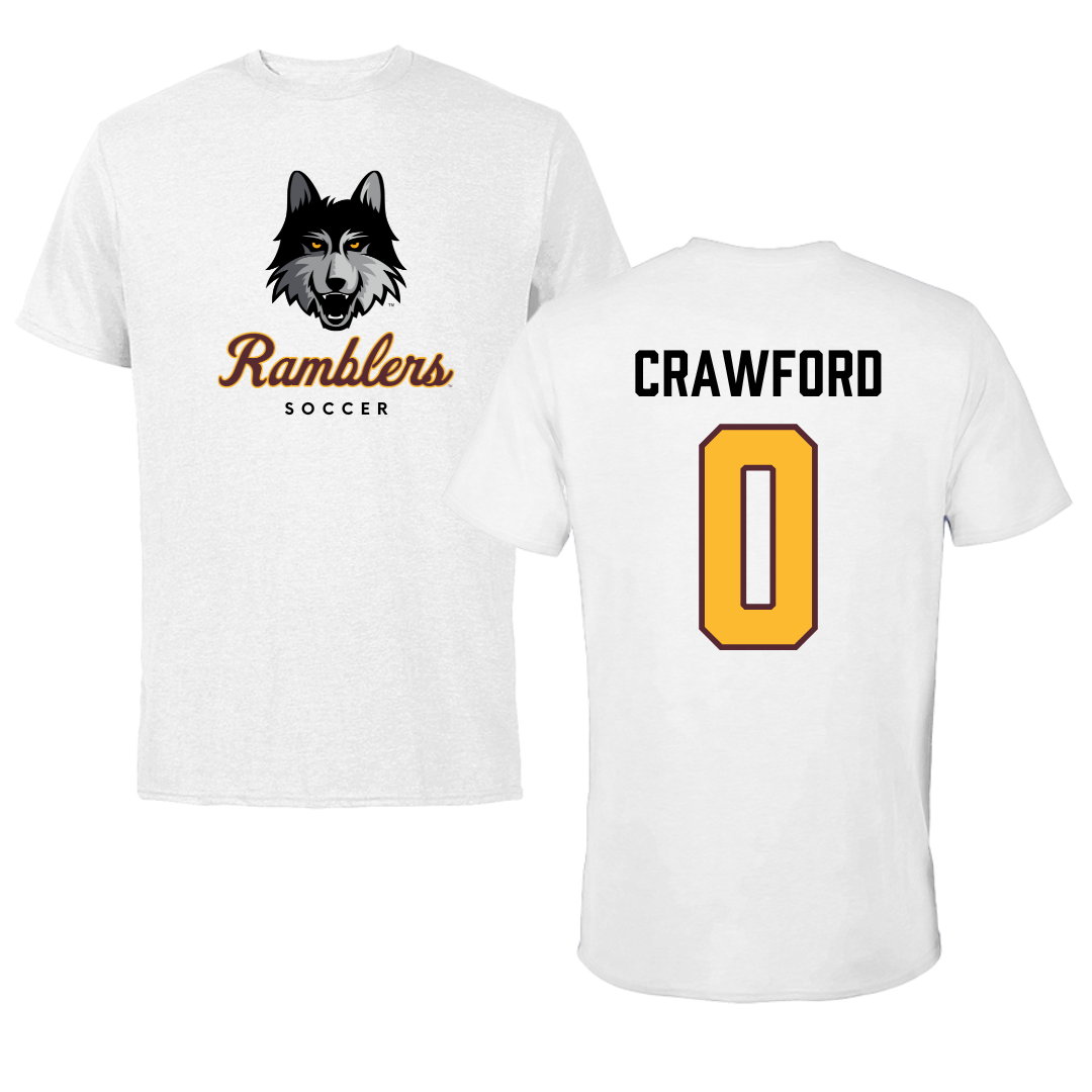 Loyola University-Chicago Soccer White Ramblers Tee - #0 Aidan Crawford