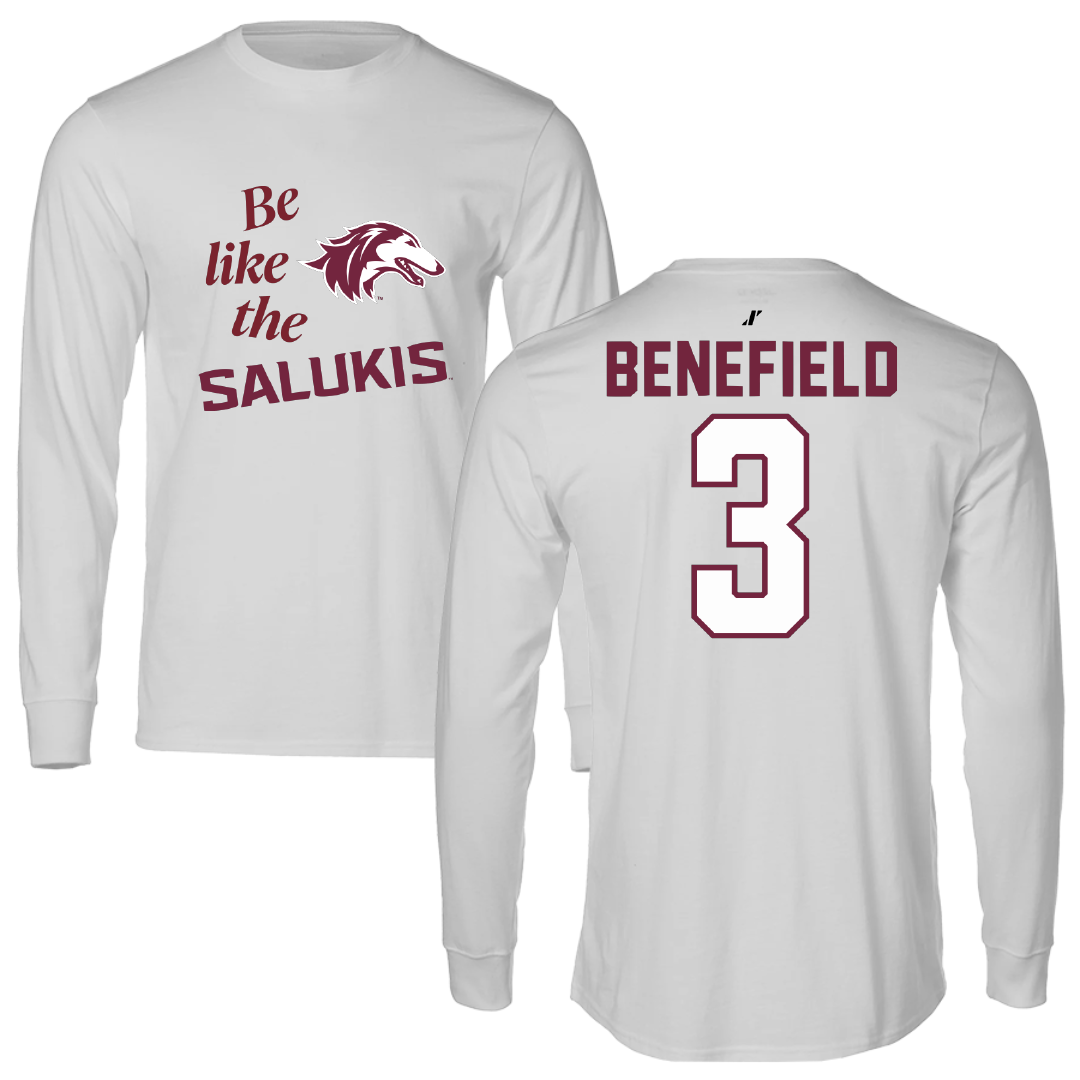 Southern Illinois University at Carbondale Football Light Gray Be Like Us Performance Long Sleeve - #3 Jaelin Benefield