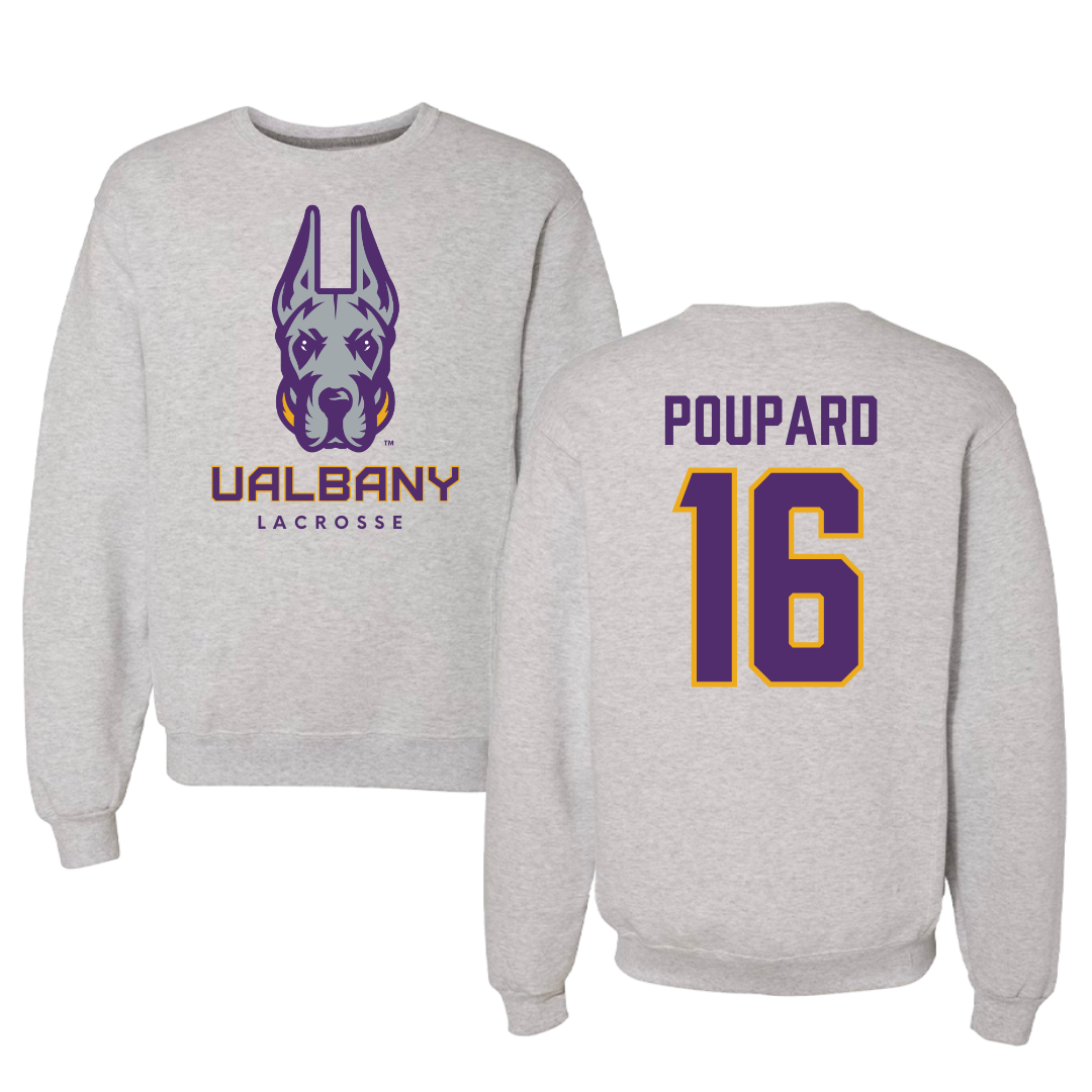 University at Albany Lacrosse Gray Crewneck - #16 Ava Poupard