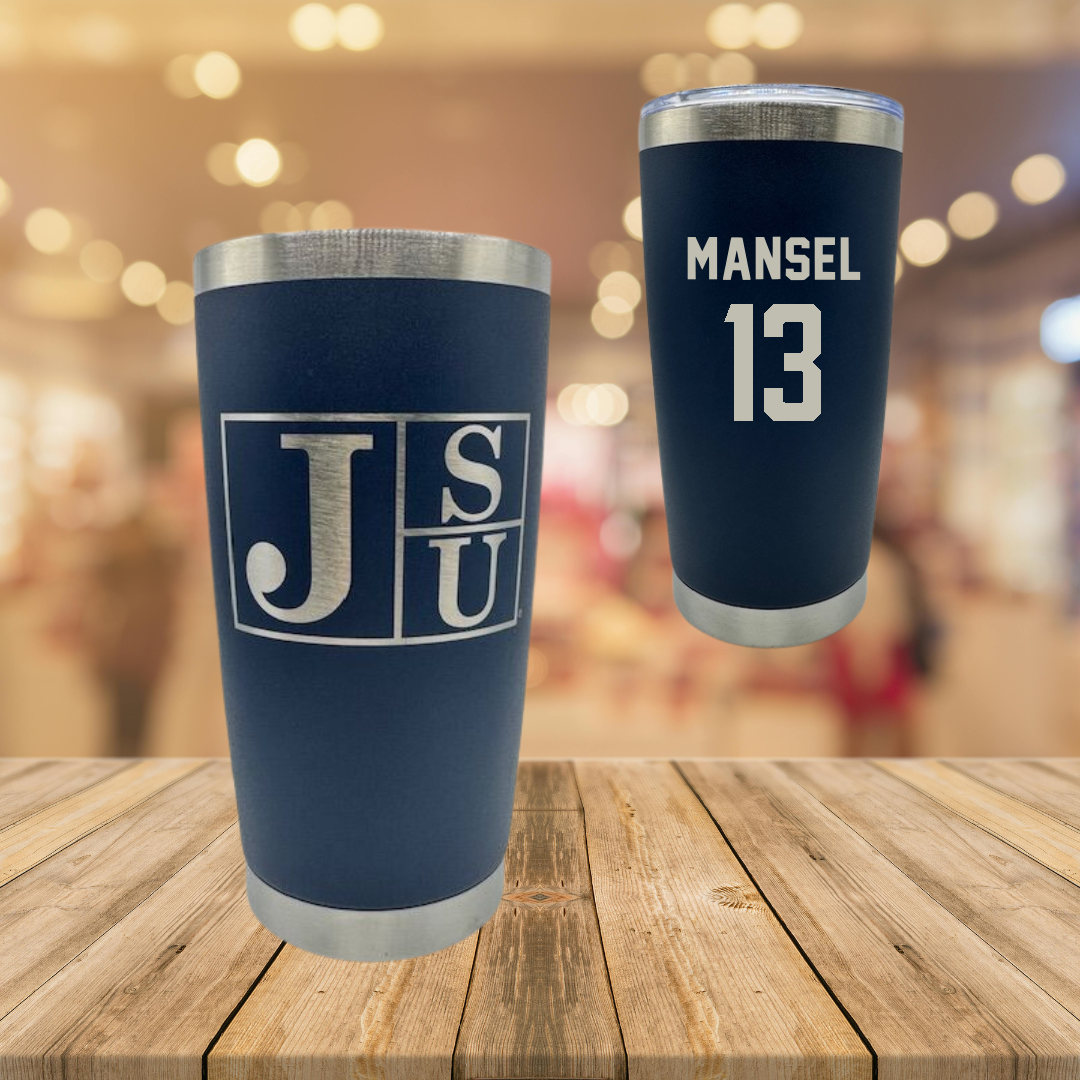 Jackson State University Basketball Navy Stainless Steel Tumbler - #13 Romelle Mansel