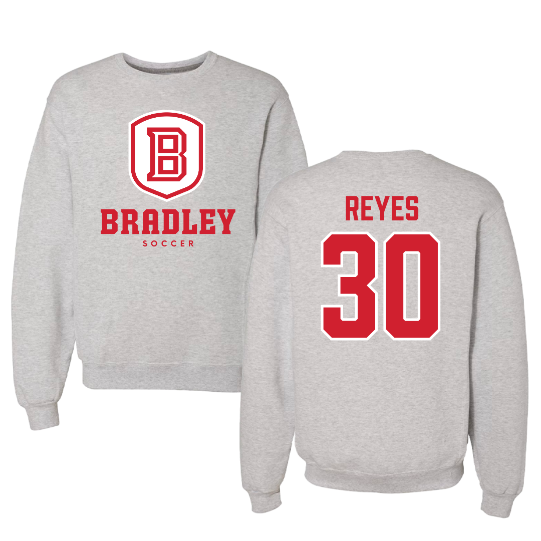 Bradley University Soccer Gray Crewneck - #30 Ivan Reyes