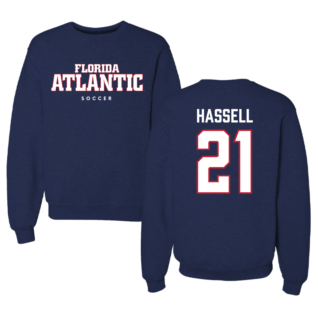 Florida Atlantic University Soccer Navy Crewneck - #21 Zach Hassell