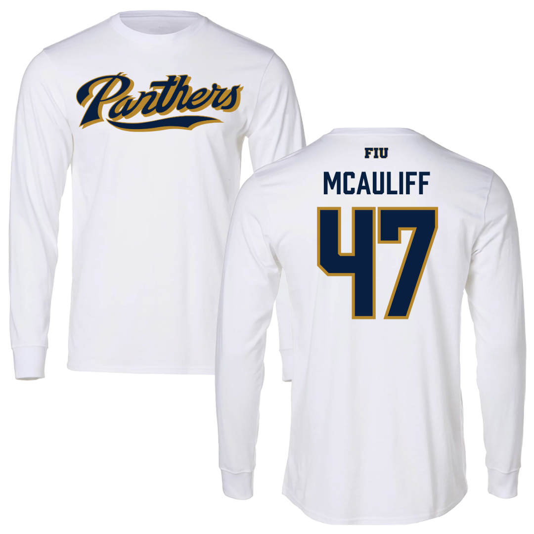 Florida International University Baseball White Panthers Long Sleeve - #47 Daniel McAuliff