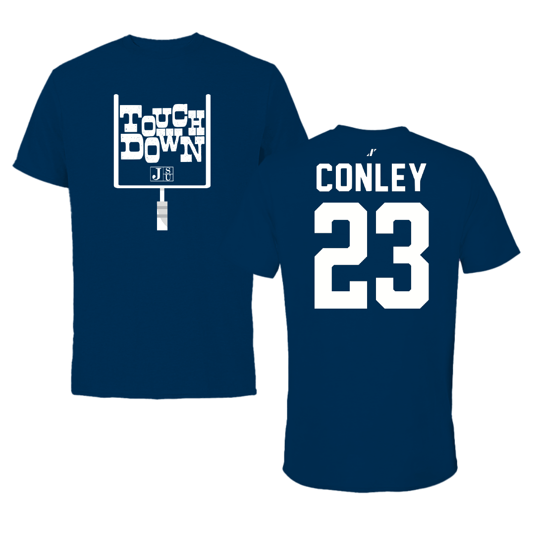 Jackson State University Football Navy Touchdown Performance Tee - #23 Kierrie Conley