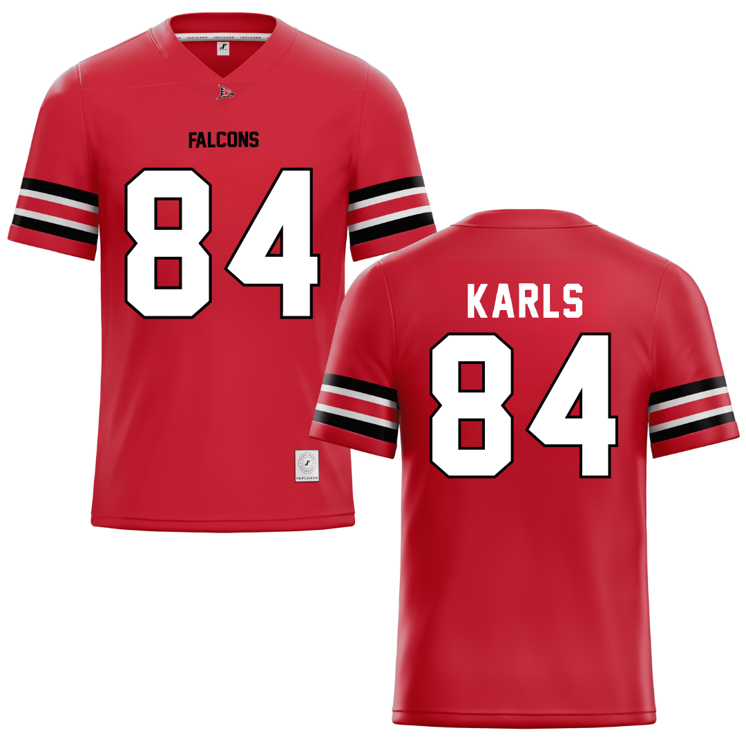 University of Wisconsin-River Falls Red Football Jersey - #84 Andrew Karls