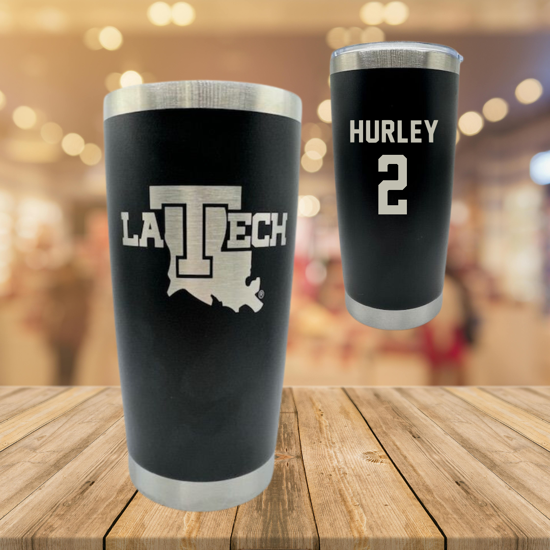 Louisiana Tech University Volleyball Black Stainless Steel Tumbler - #2 Jailen Hurley