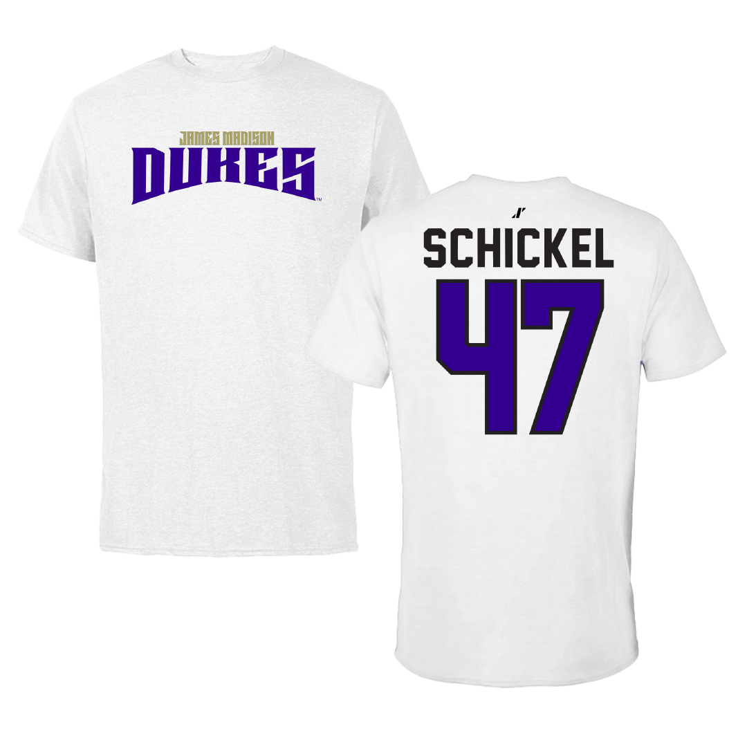 James Madison University Football White Classic Tee - #47 Kaden Schickel