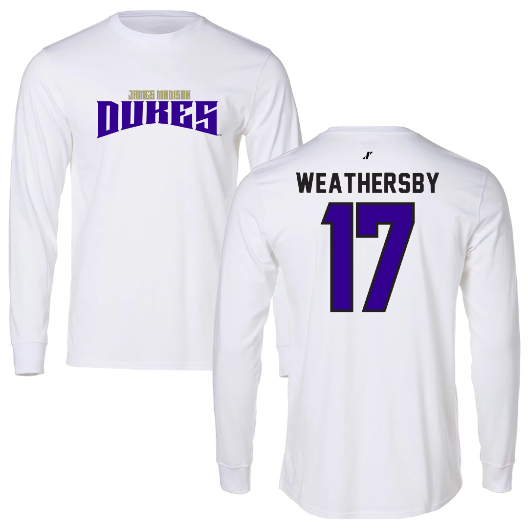 James Madison University Football White Classic Performance Long Sleeve - #17 Gannon Weathersby