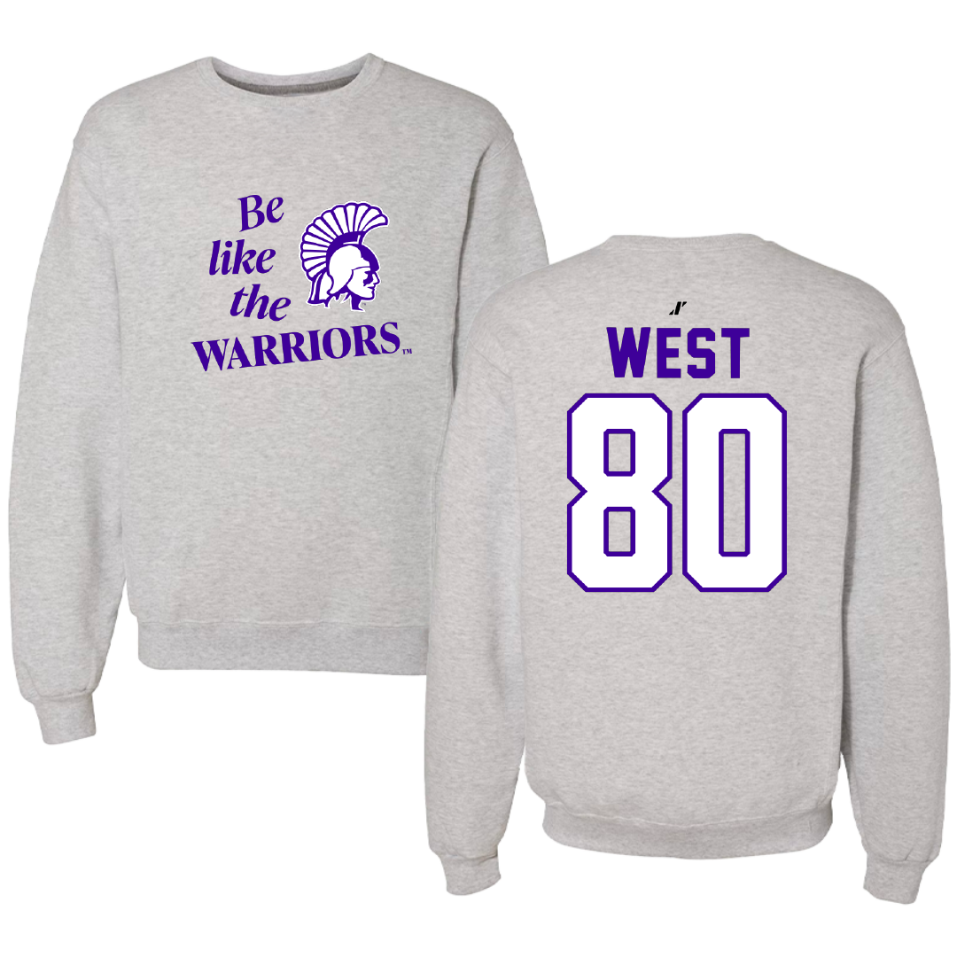 Winona State University Football Light Gray Be Like Us Crewneck - #80 Jaylen West