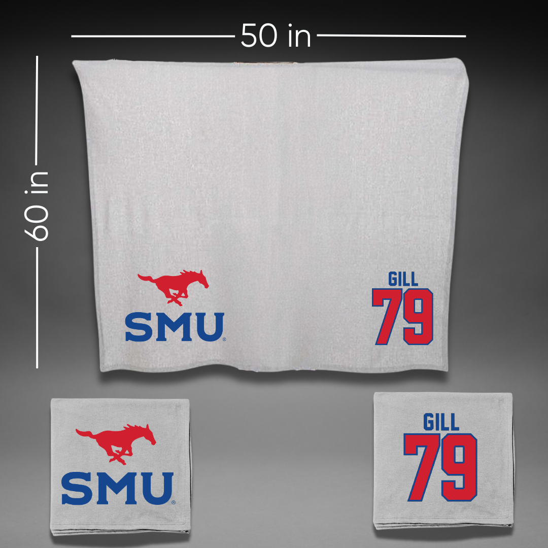 Southern Methodist University Football Gray Blanket - #79 Reagan Gill