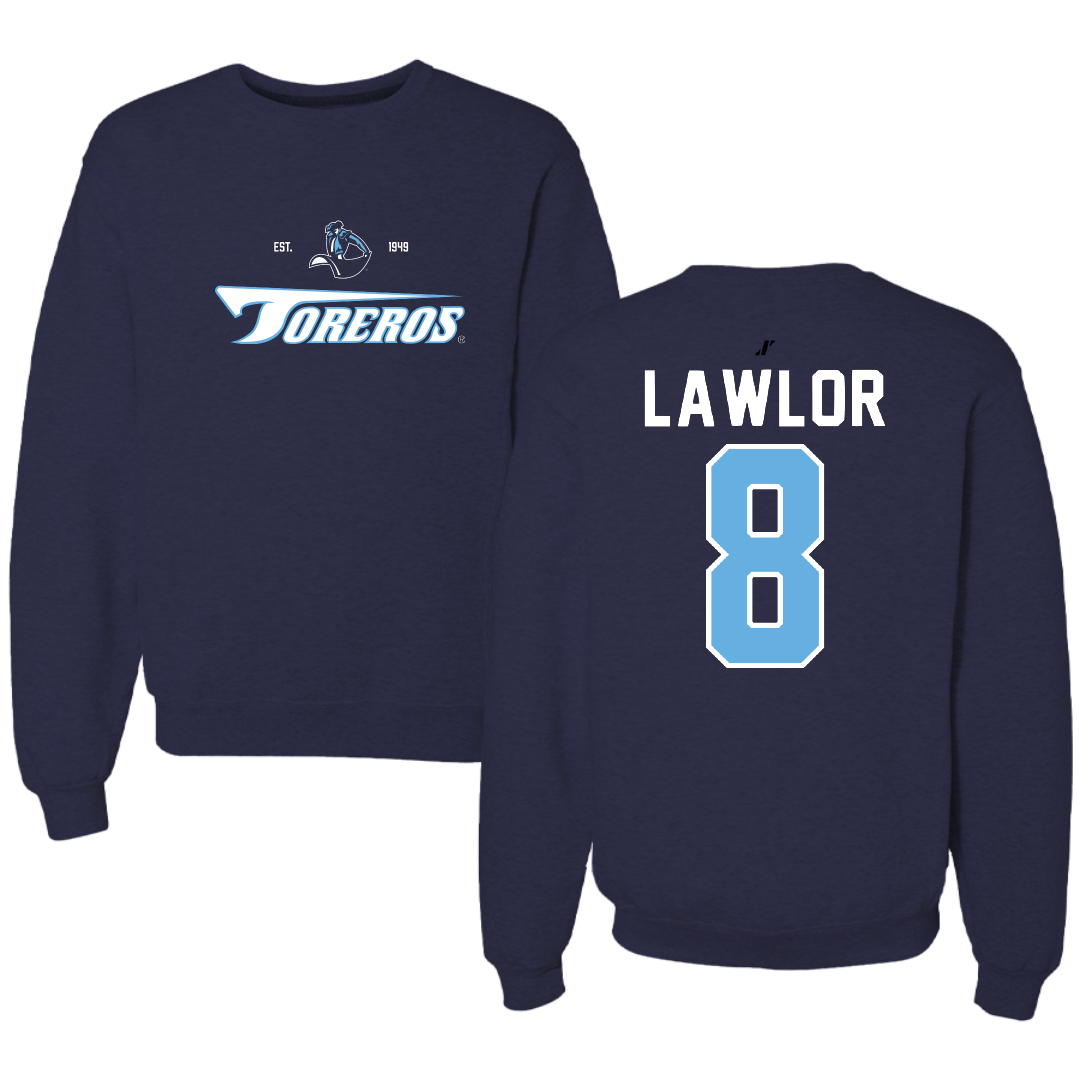 University of San Diego Football Navy General Crewneck - #8 Conor Lawlor