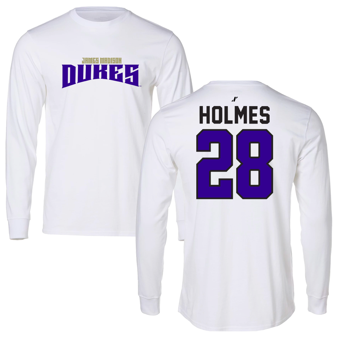 James Madison University Football White Classic Performance Long Sleeve - #28 Kye Holmes