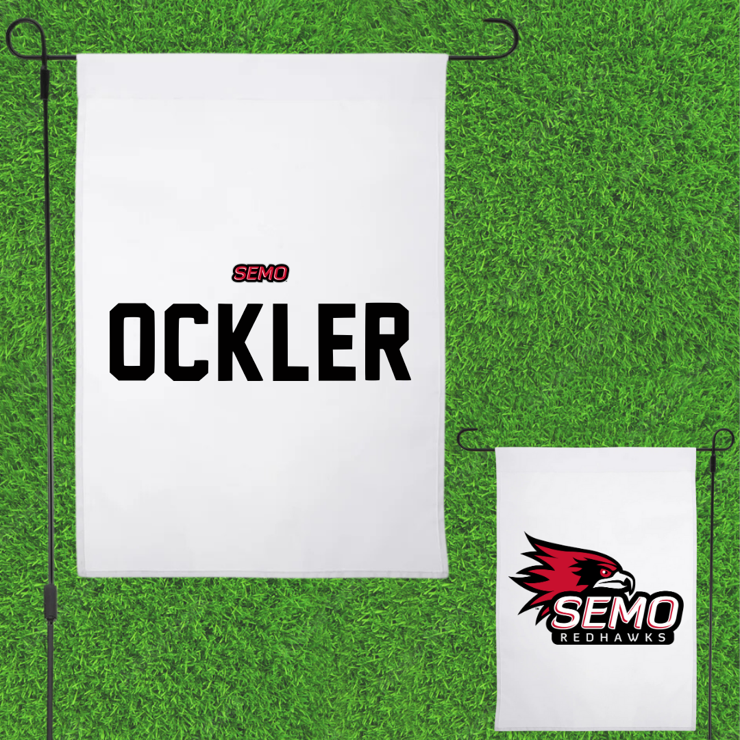 Southeast Missouri State University Gymnastics White Garden Flag - Lindsay Ockler