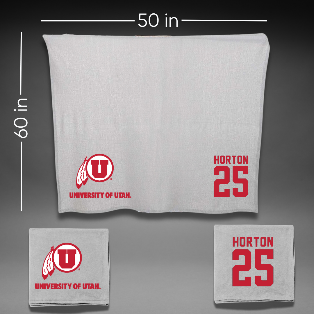 University of Utah Lacrosse Gray Blanket - #25 Bryce Horton