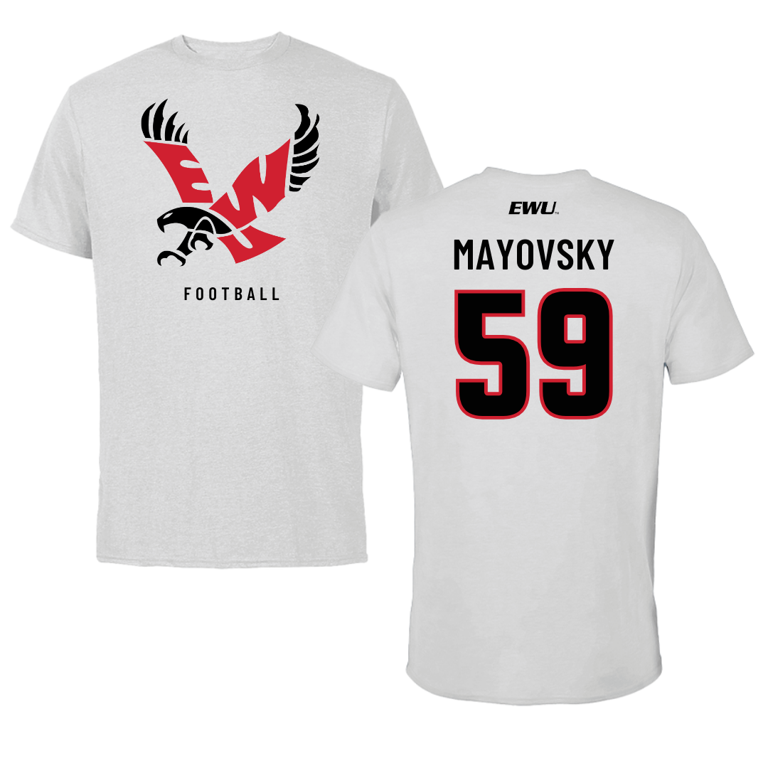 Eastern Washington University Football Light Gray Tee - #59 Myles Mayovsky