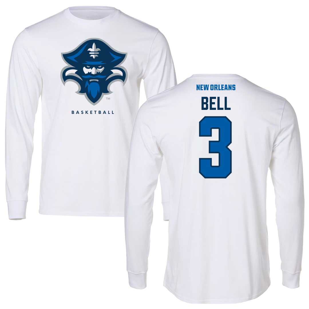 University of New Orleans Basketball White Long Sleeve - #3 D'Ante Bell