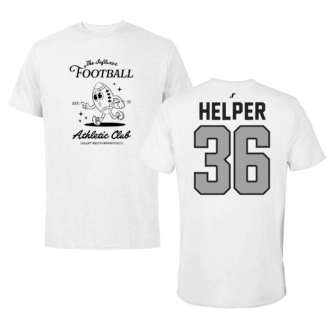 Football White Influxer Athletic Club Tee - #36 Justin Helper