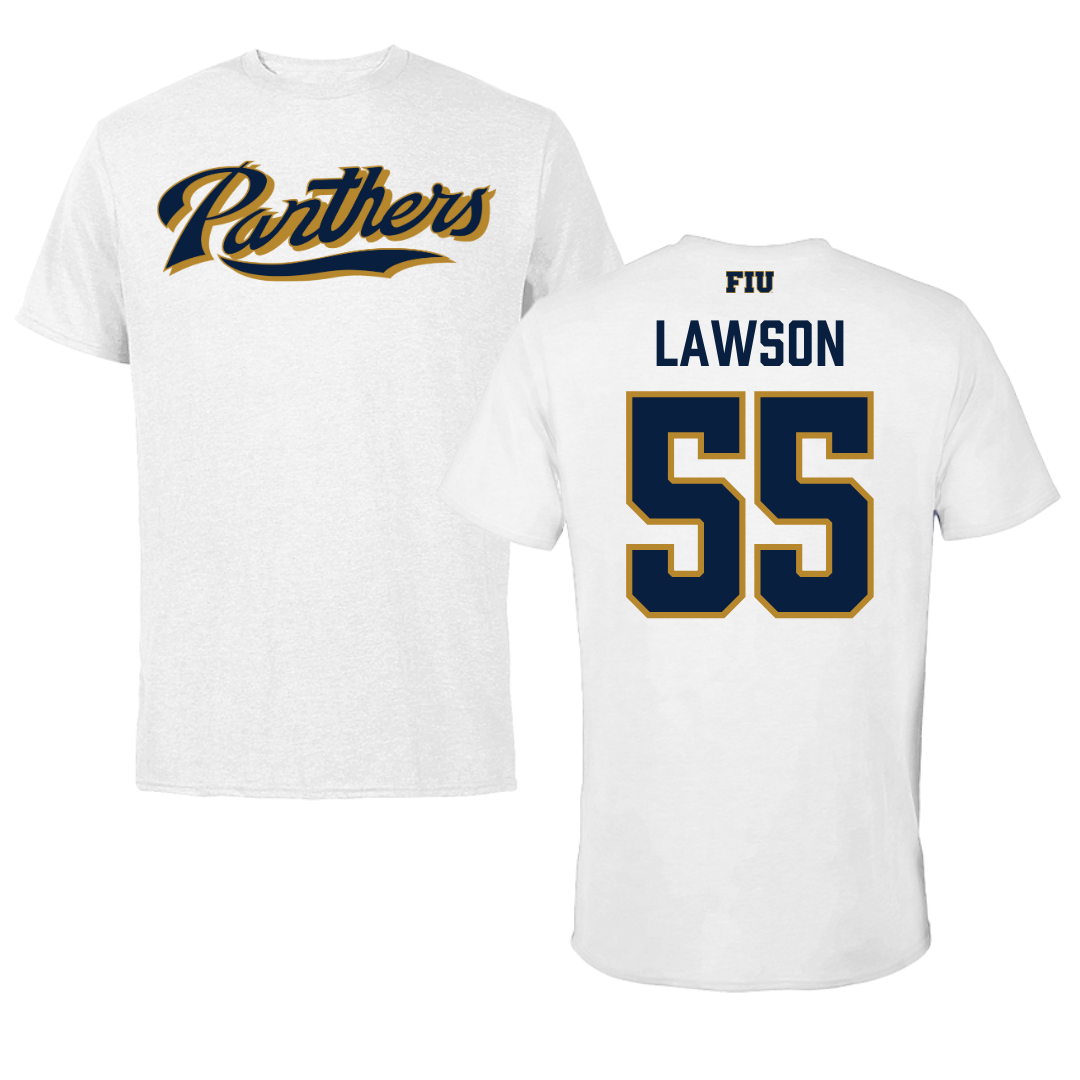 Florida International University Football White Tee - #55 Wyatt Lawson