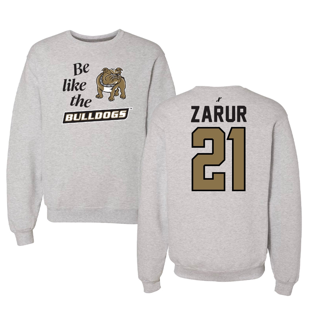 Bryant University Football Light Gray Be Like Us Crewneck - #21 Antonio Zarur