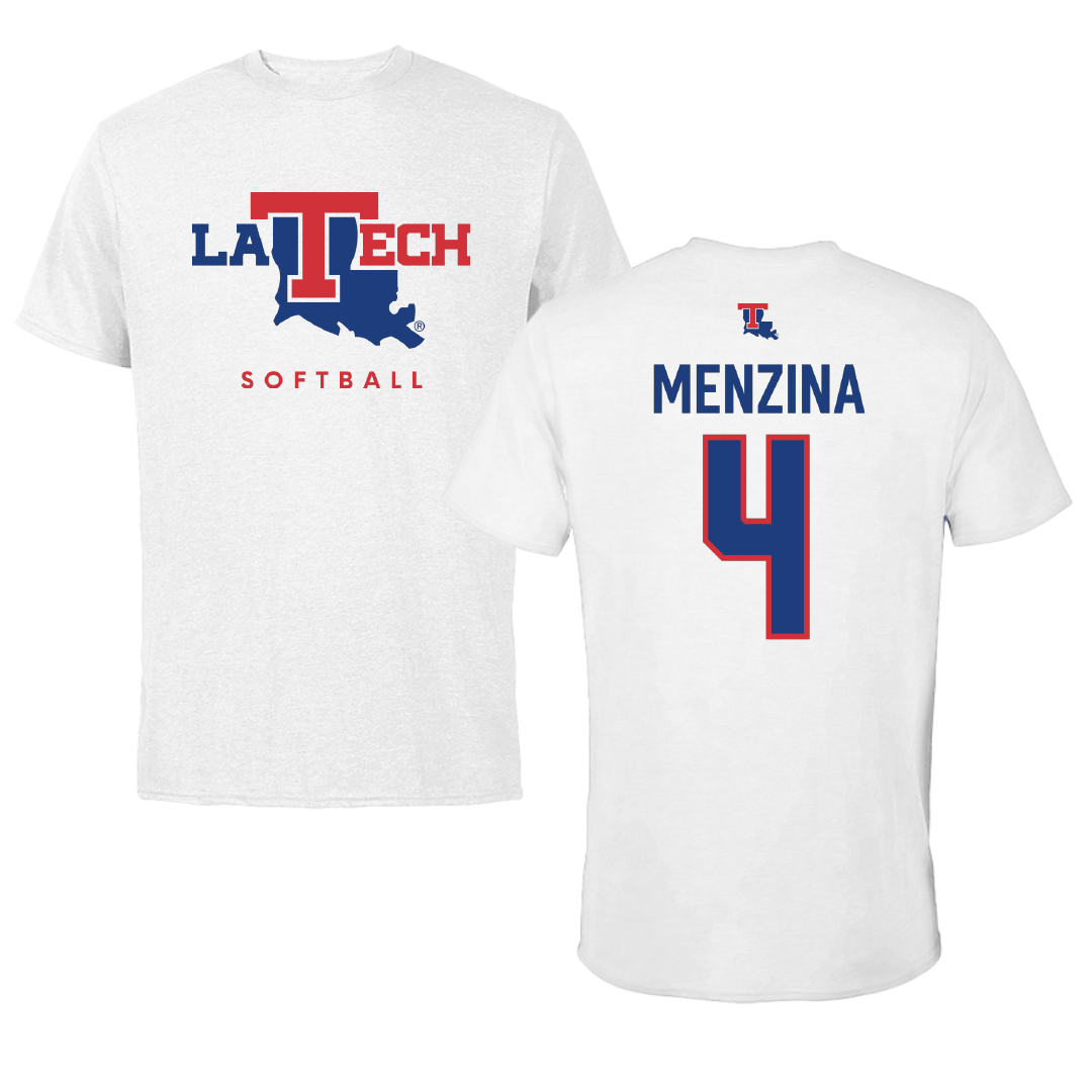 Louisiana Tech University Softball White Performance Tee - #4 Lauren Menzina