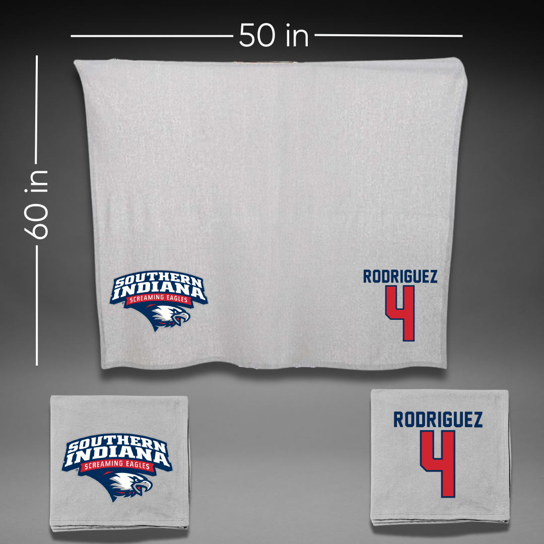 University of Southern Indiana Soccer Gray Blanket - #4 Diego Rodriguez