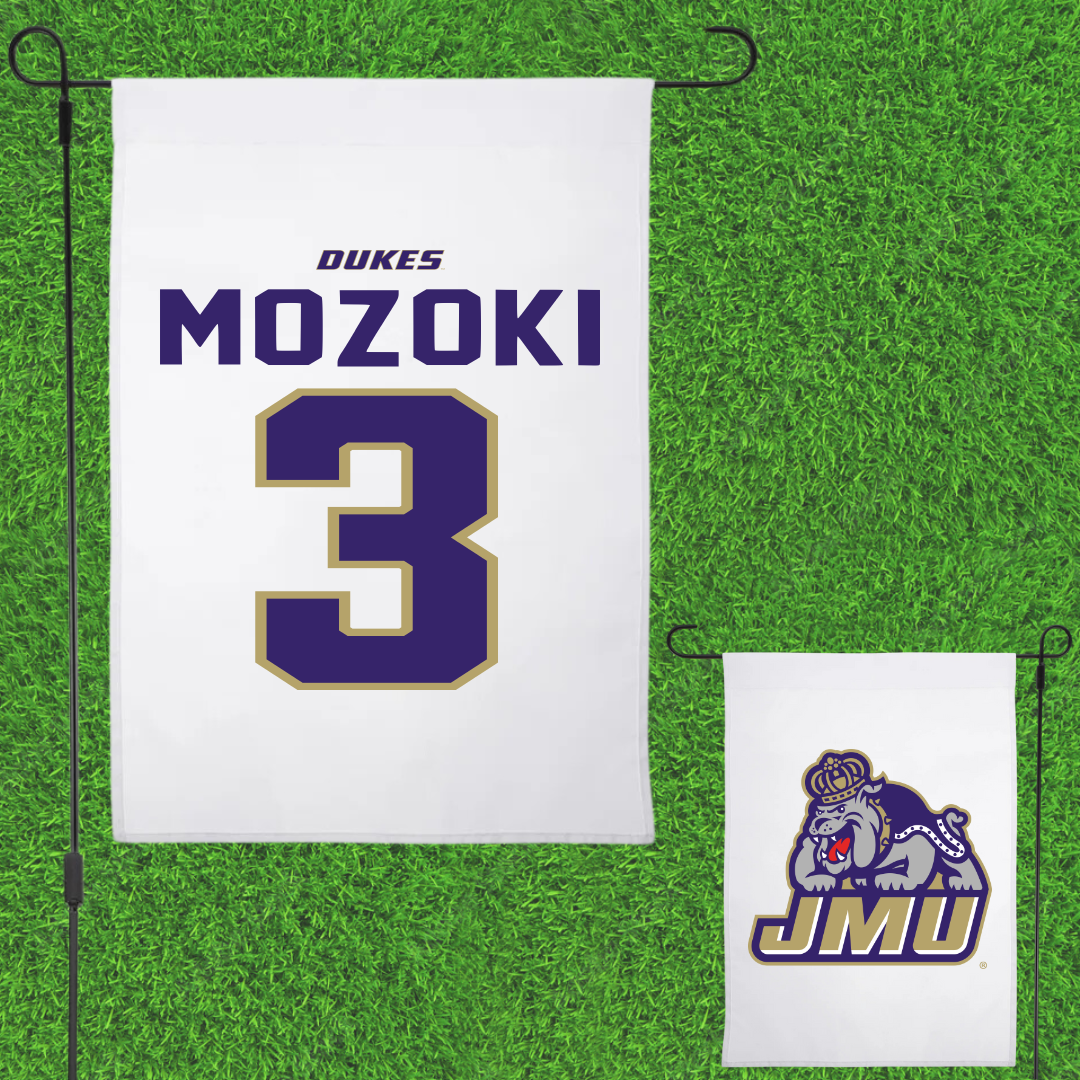 James Madison University Baseball White Garden Flag - #3 Todd Mozoki