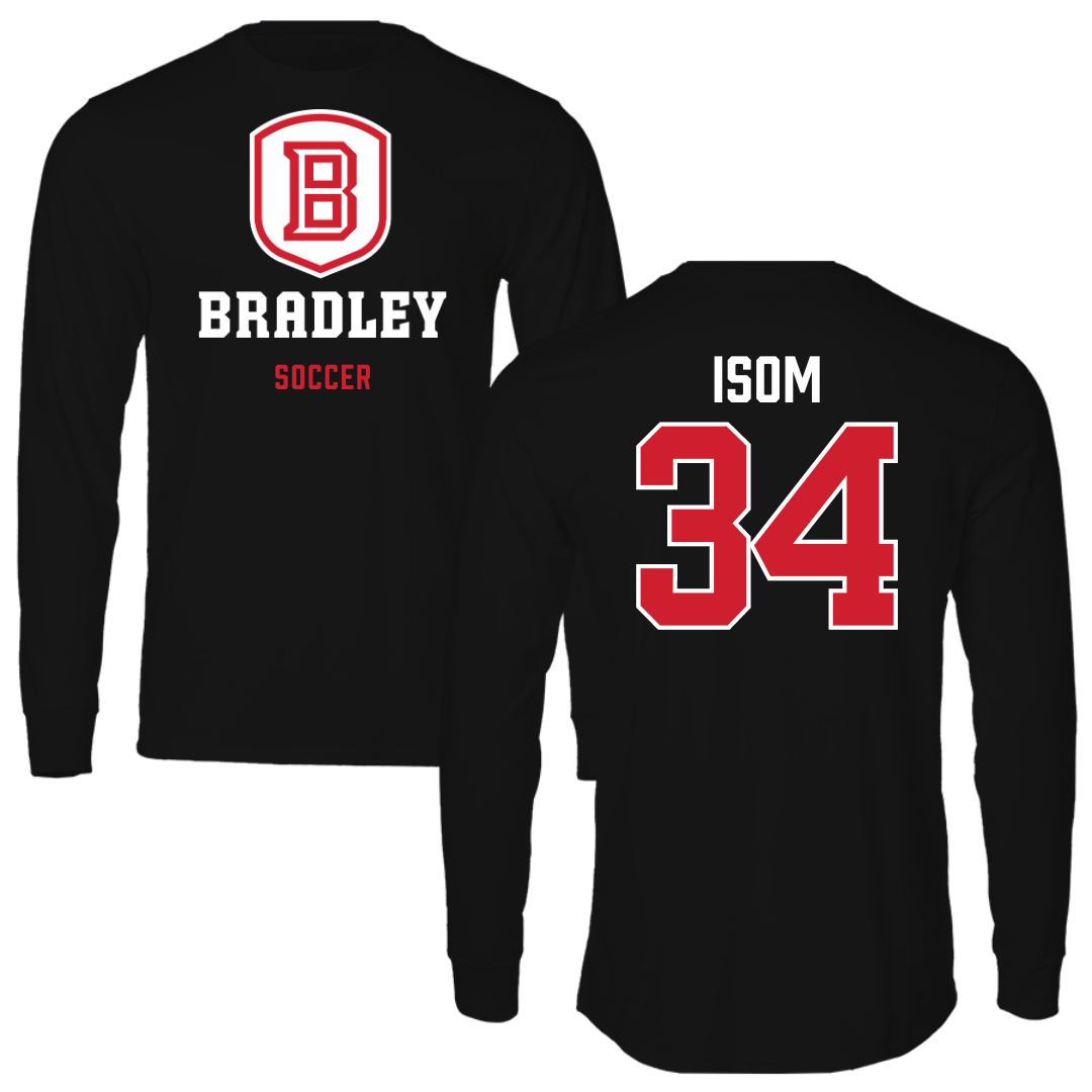 Bradley University Soccer Black Block Performance Long Sleeve - #34 Nathaniel Isom