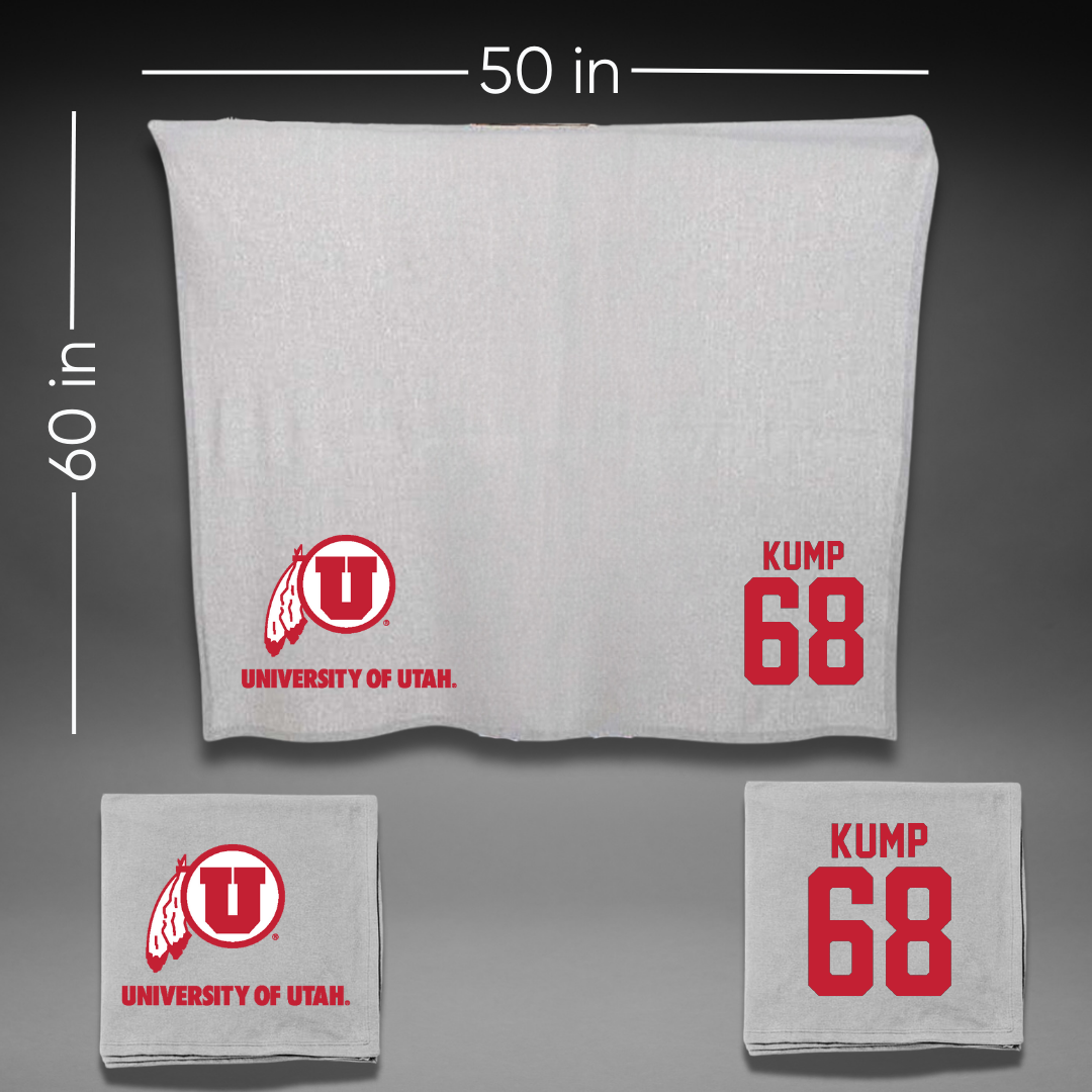 University of Utah Football Gray Blanket - #68 Jaren Kump