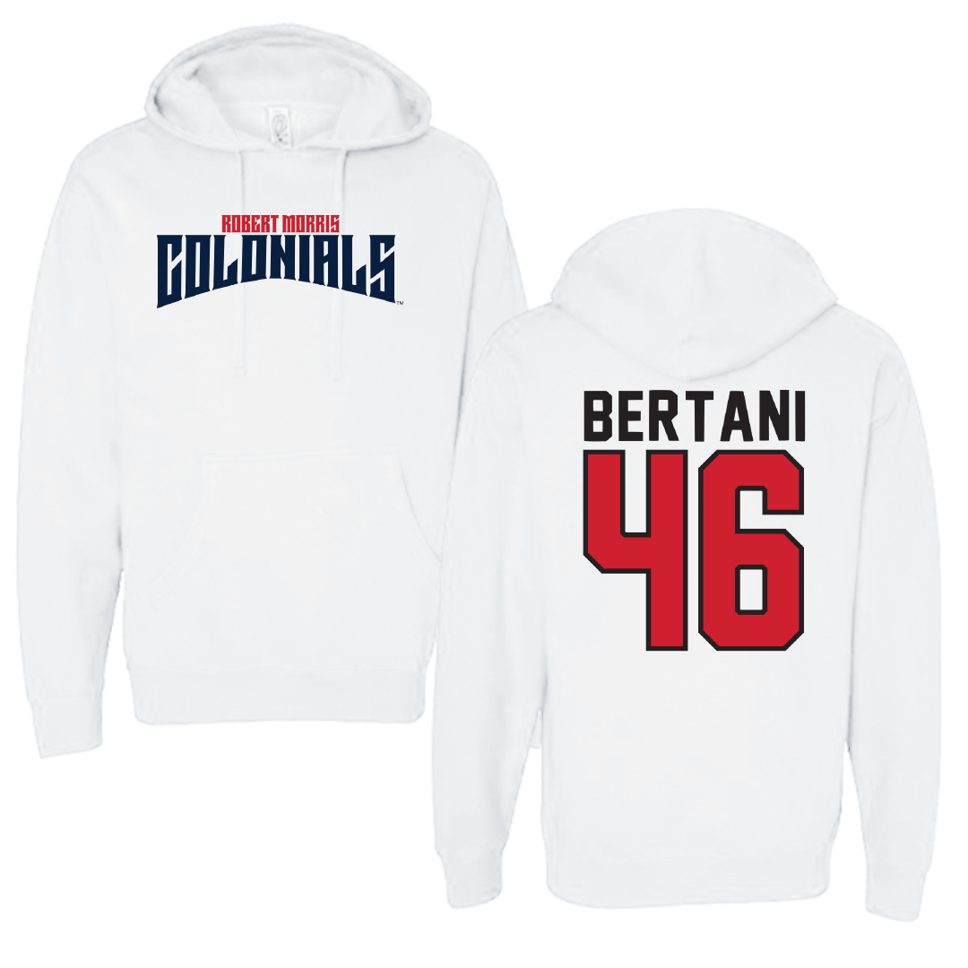 Robert Morris University Softball White Classic Hoodie - #46 Bailee Bertani