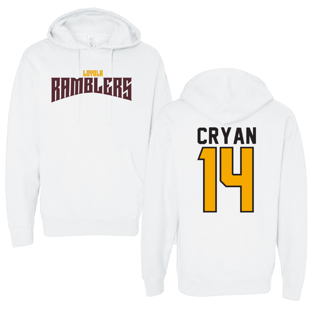 Loyola University-Chicago Soccer White Classic Hoodie - #14 Ansley Cryan