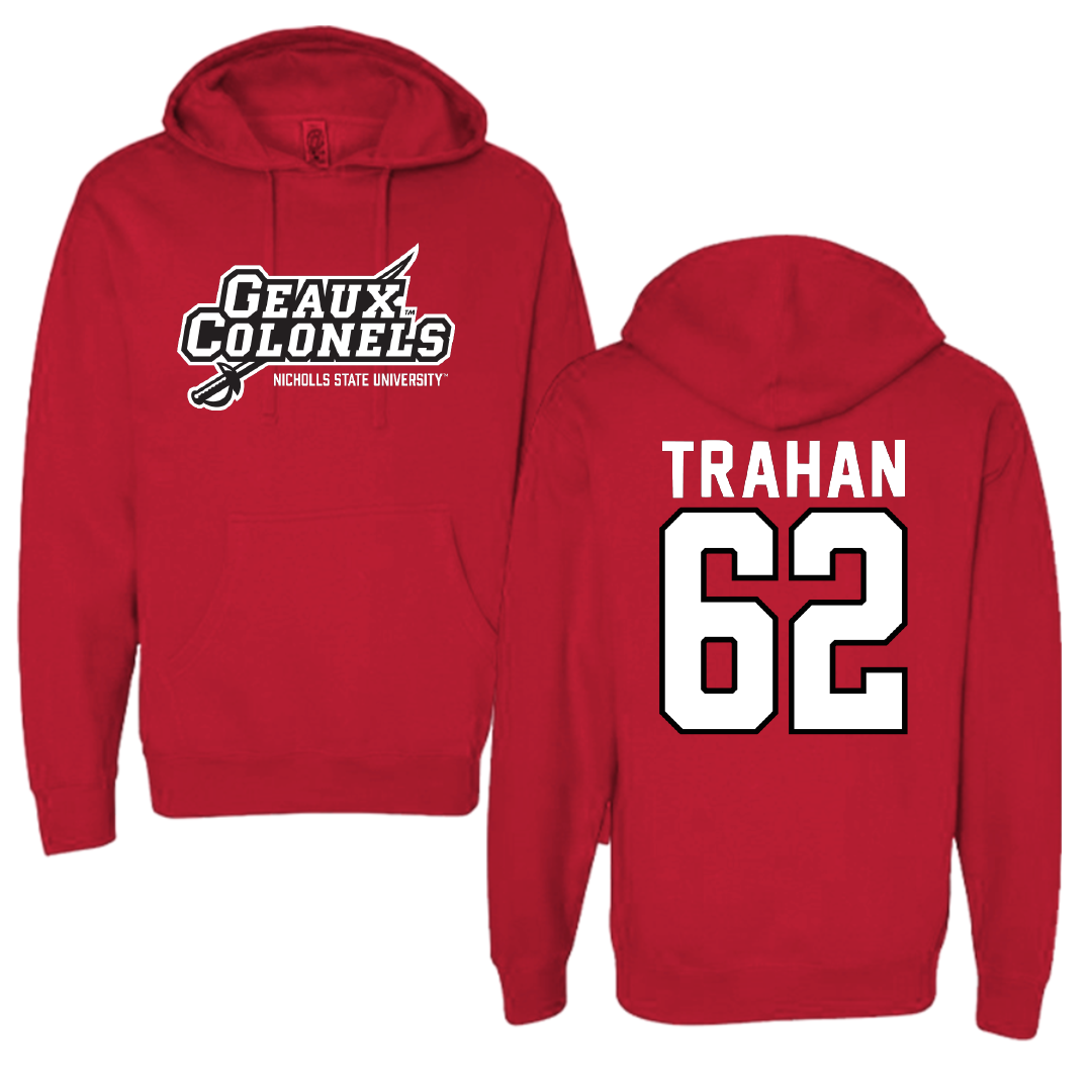 Nicholls State University Football Red General Hoodie - #62 Seth Trahan
