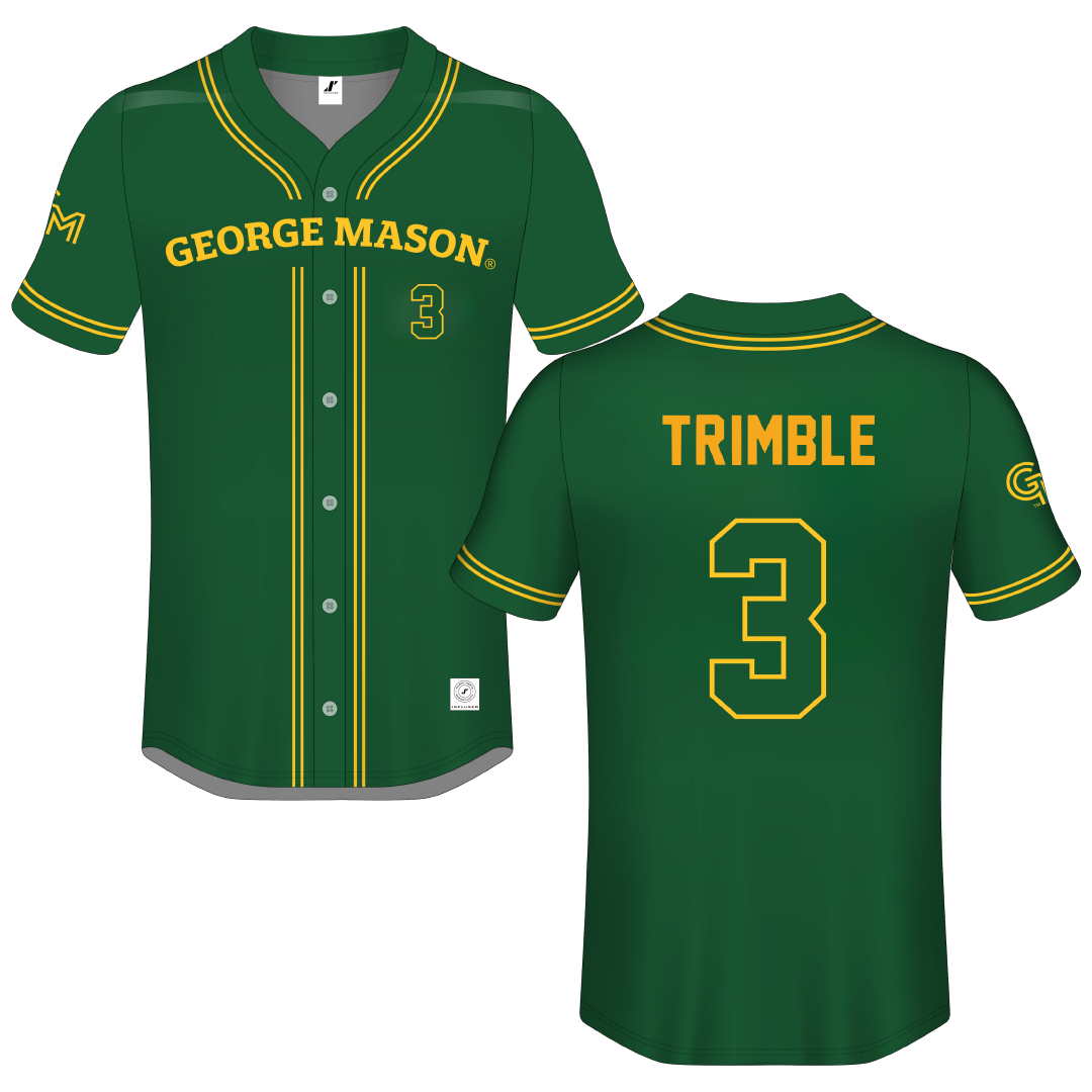 George Mason University Green GM Button-Down Jersey - #3 South Trimble