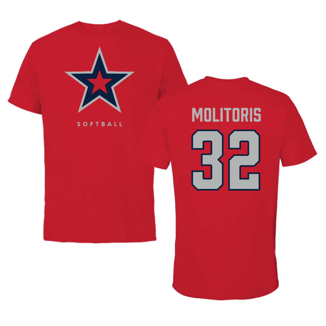 Robert Morris University Softball Red Performance Tee - #32 Kaitlyn Molitoris
