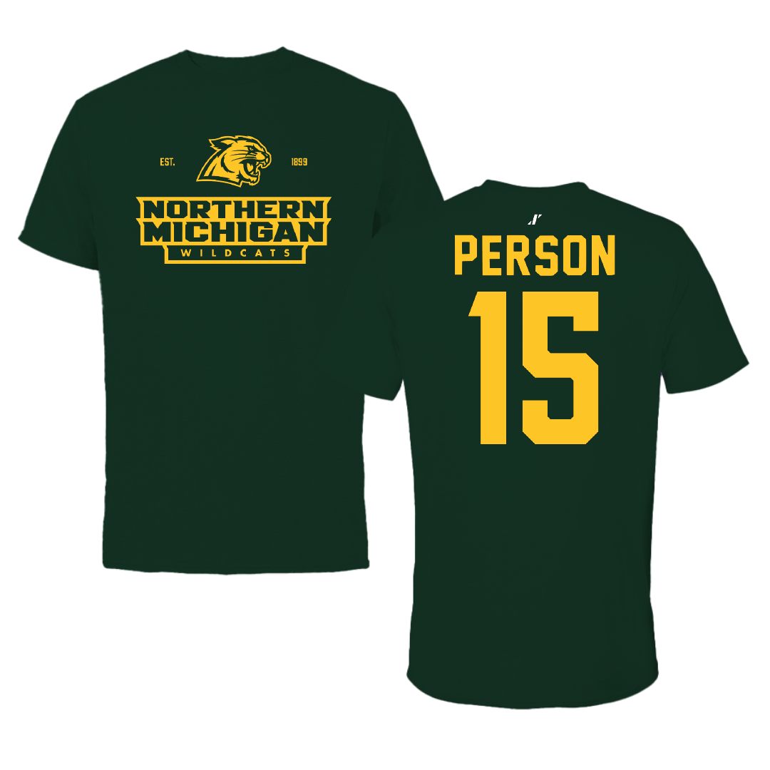 Northern Michigan University Football Forest Green General Tee - #15 Zach Person