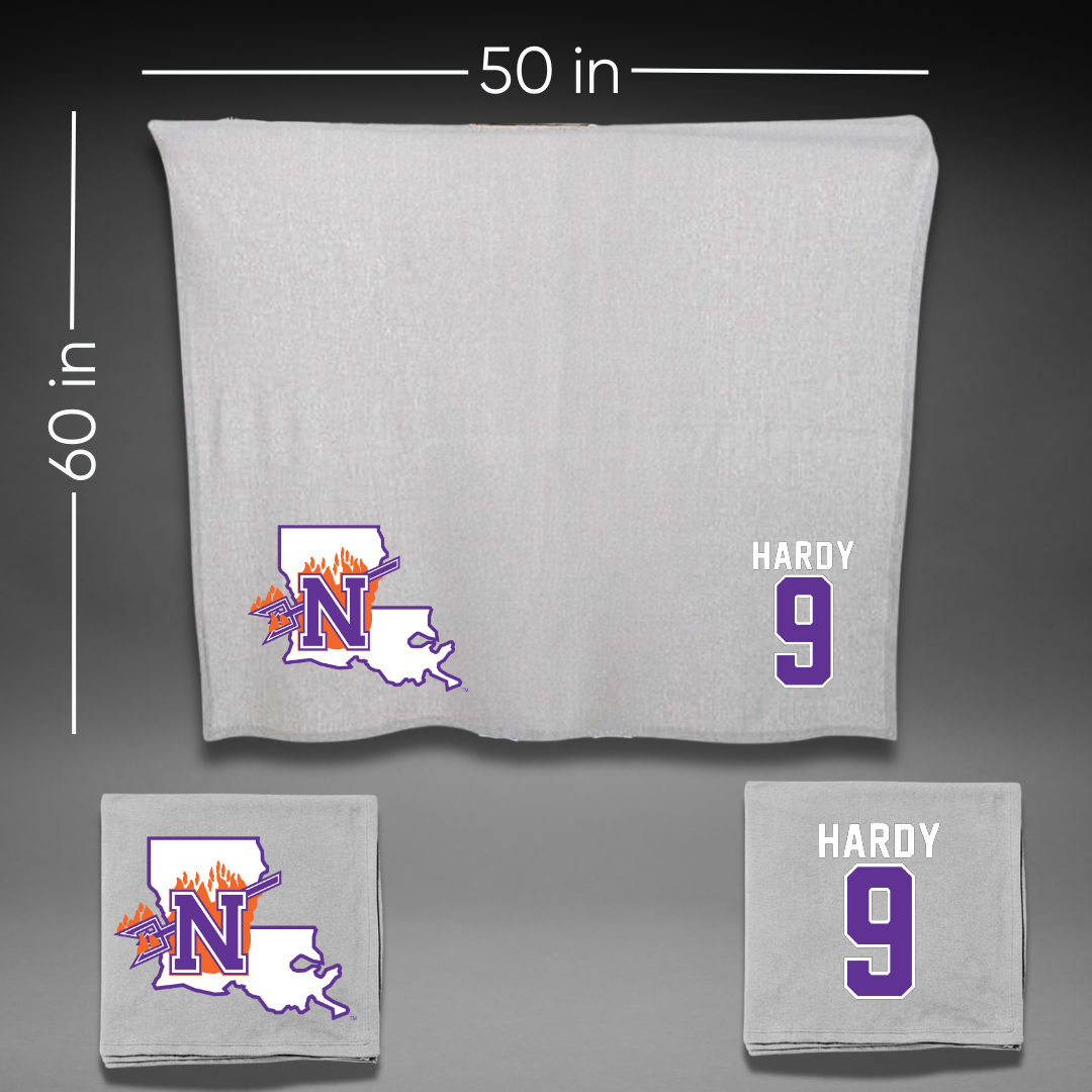 Northwestern State University Football Gray Blanket - #9 Cam Hardy