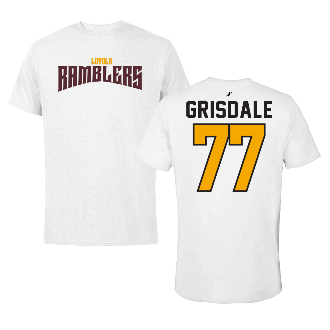 Loyola University-Chicago Soccer White Classic Tee - #77 Faith Grisdale