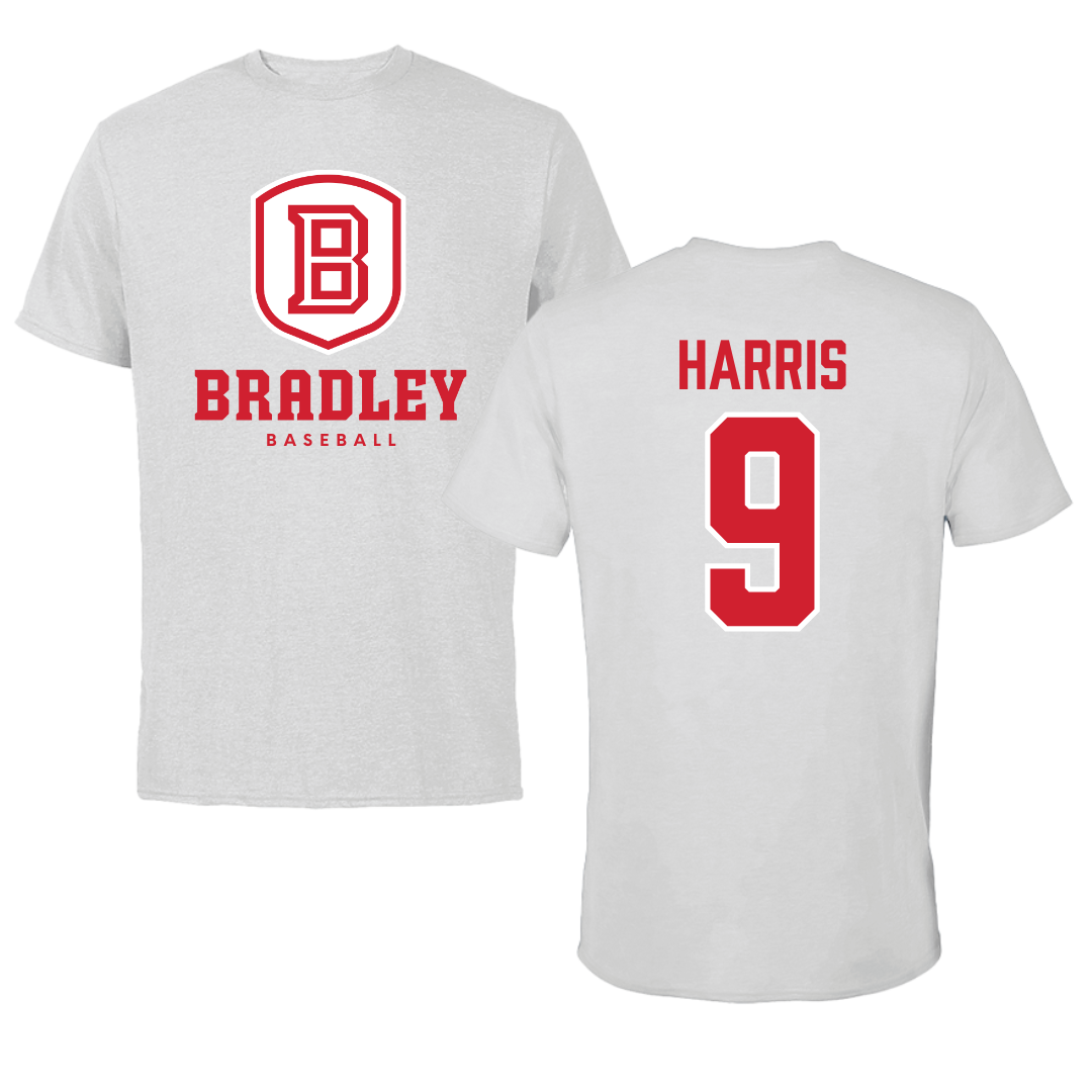 Bradley University Baseball Gray Performance Tee - #9 Easton Harris