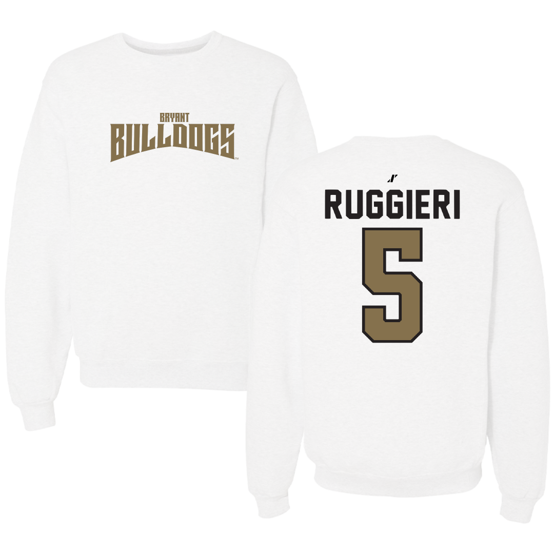 Bryant University Football White Classic Crewneck - #5 Landon Ruggieri