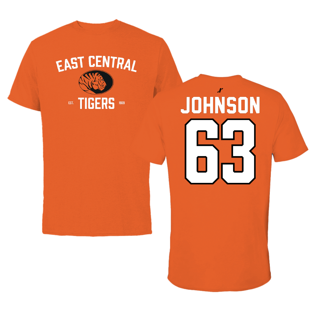 East Central University Football Orange General Tee - #63 Tyson Johnson