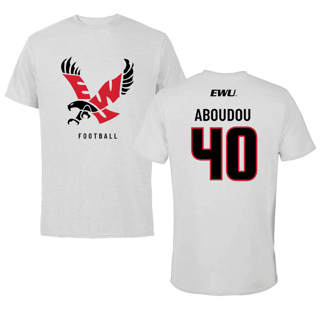Eastern Washington University Football Light Gray Performance Tee - #40 Amdane Aboudou