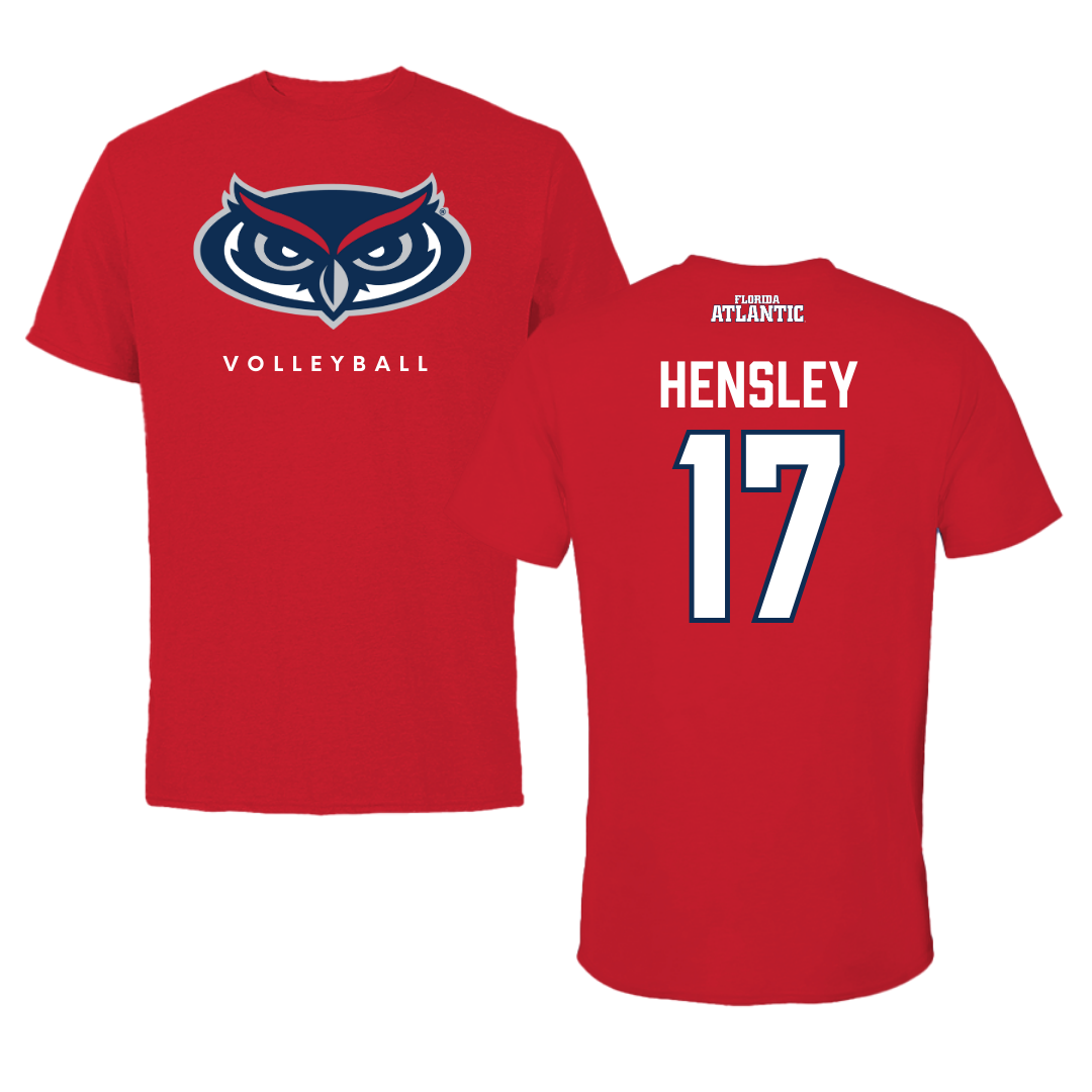 Florida Atlantic University Volleyball Red Jersey Tee - #17 Victoria Hensley