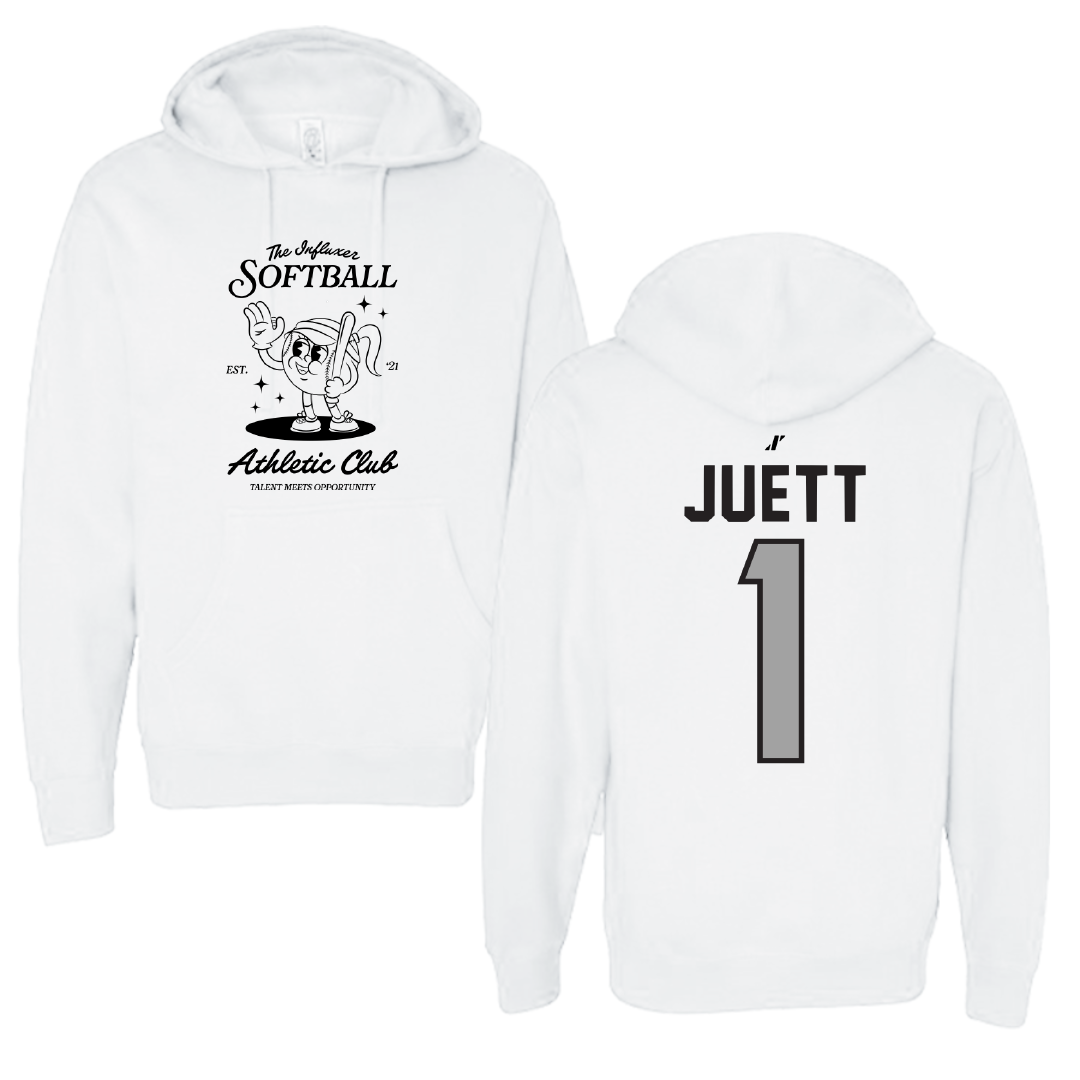 Softball White Influxer Athletic Club Hoodie - #1 Tessa Juett