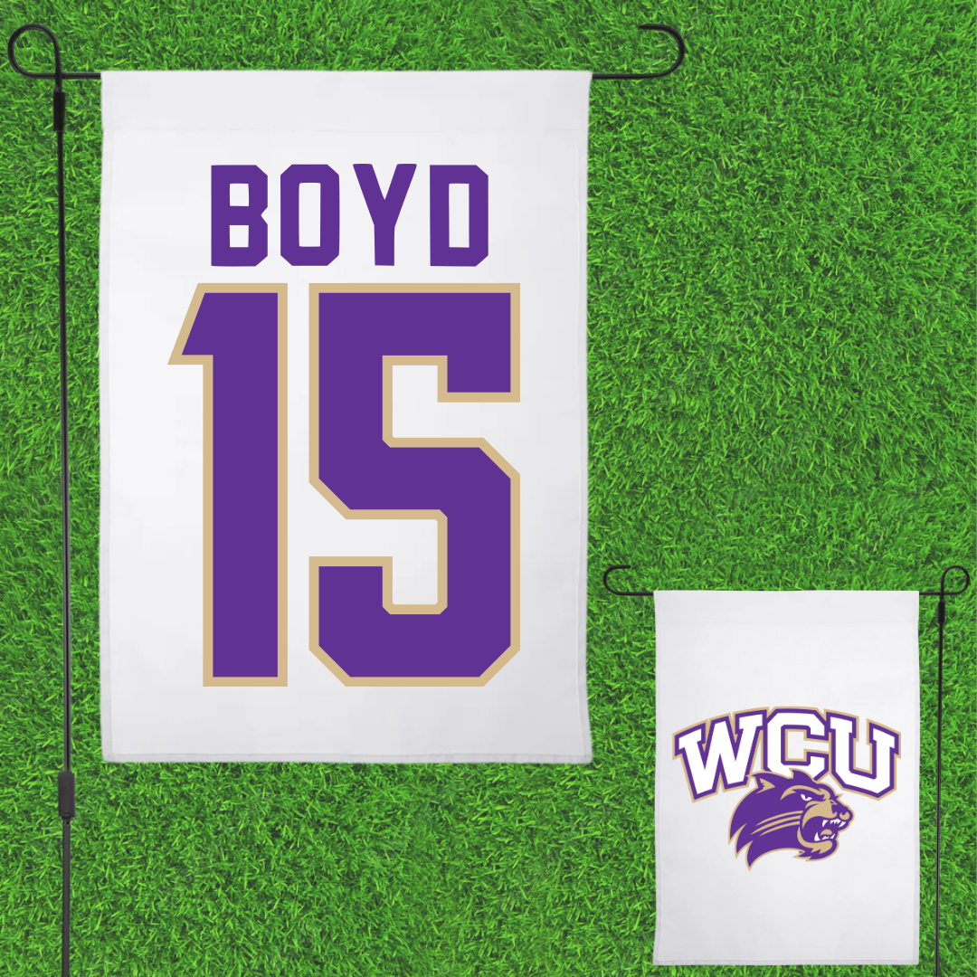 Western Carolina University Football White Garden Flag - #15 Jai Boyd