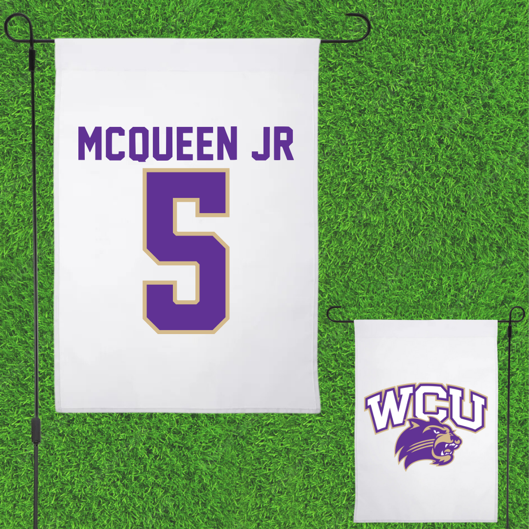 Western Carolina University Football White Garden Flag - #5 Hayward McQueen Jr