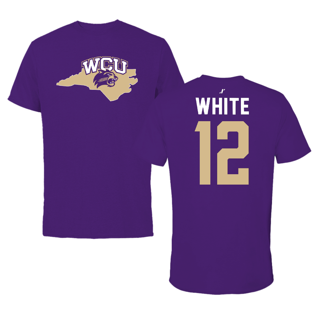 Western Carolina University Baseball Purple State Performance Tee - #12 Ryan White